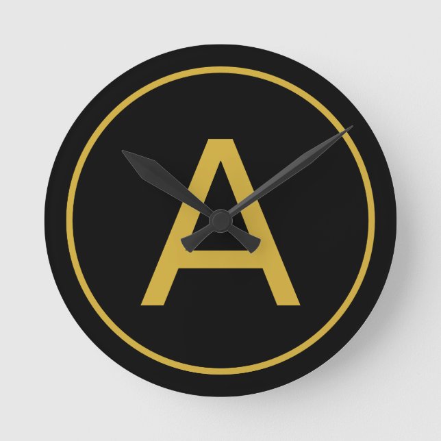 Relógio Redondo Na moda Monograma - Letra Dourada Cor Inicial (Frente)