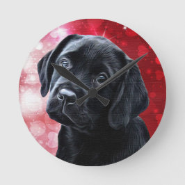 Relógio Redondo Namorados - Labrador Preto - Lab Puppy