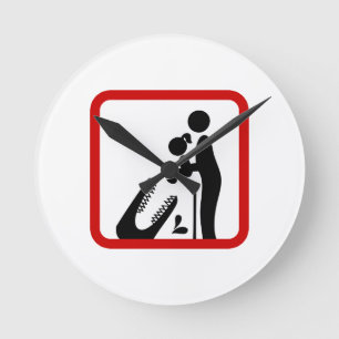 Relógio Redondo Não alimente a filha ao sinal de zoológico de croc