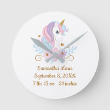 Nascença Stats Unicorn Pink Blue Dourado, Girly 