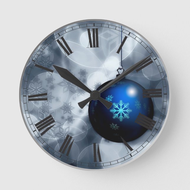Relógio Redondo Natal brilhante (Frente)