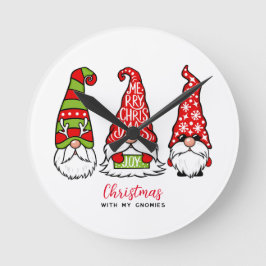 Relógio Redondo Natal Com Meus Gnomos