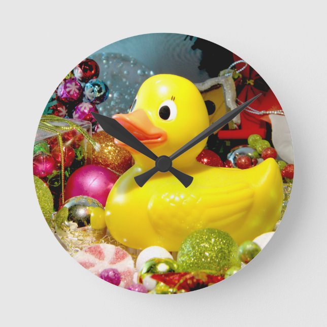 Relógio Redondo Natal Ducky mim (Frente)