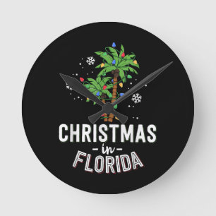 Relógio Redondo Natal Em Flórida A Família Palm Trees Va