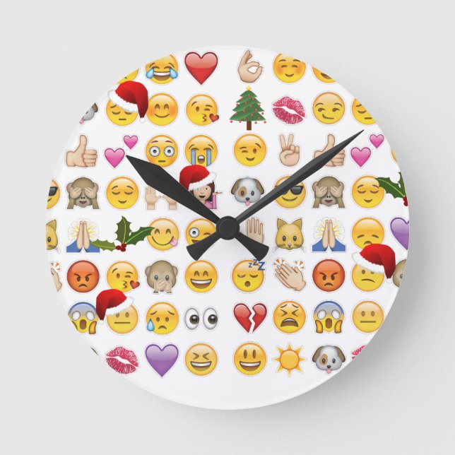 Relógio Redondo natal emojis (Frente)