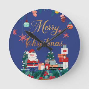 Relógio Redondo Natal feliz moderno - Natal e Natal