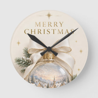 Relógio Redondo Natal Personalizado Elegante, Ornamento Vintage
