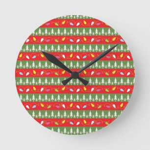 Relógio Redondo natal vermelho e verde