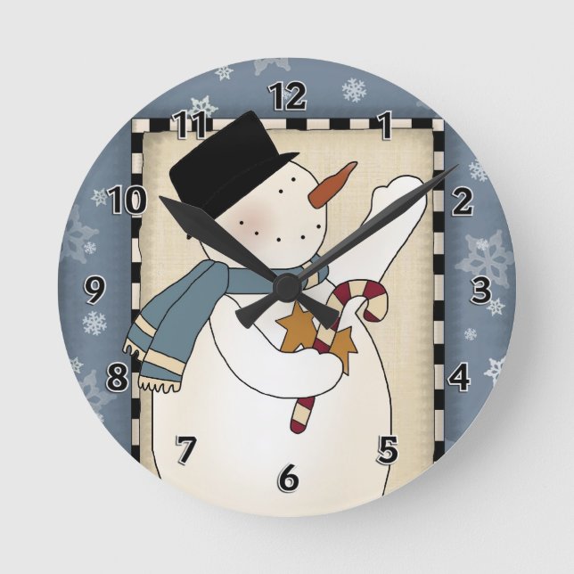 Relógio Redondo Natal Winter Snowman Deseja (Frente)