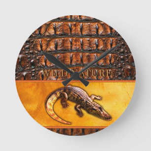 Relógio Redondo NATUREZA SELVAGEM - Coleção de design CROCODILE-DI