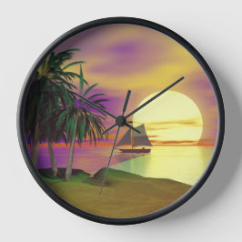 Relógio Redondo Navegação ao Pôr do Sol