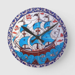 Relógio Redondo Navio de guerra antiga