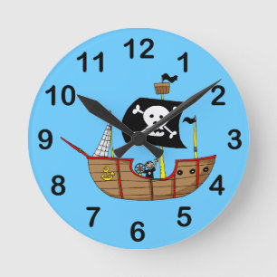 Relógio Redondo Navio de pirata