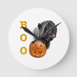 Relógio Redondo Neapolitan Mastiff Halloween BOO