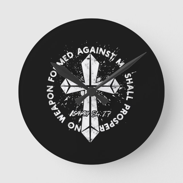 Relógio Redondo Nenhuma Arma Formada Contra mim irá prosperar a Fé (Frente)