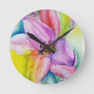 RELÓGIO REDONDO NEON COLORED LILY WALL CLOCK