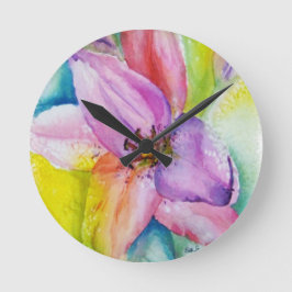 RELÓGIO REDONDO NEON COLORED LILY WALL CLOCK