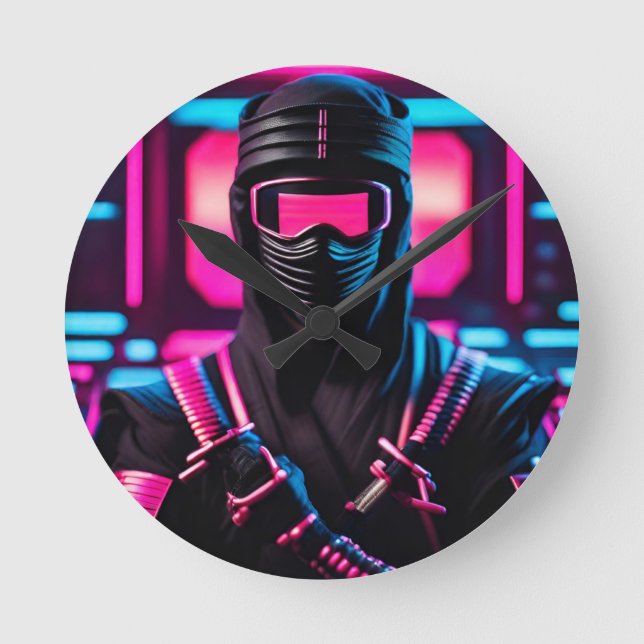 Relógio Redondo neon ninja (Frente)
