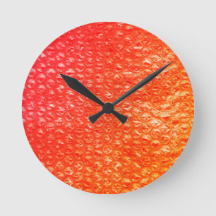Relógio Redondo Neon Orange Bubble Pop Wrap