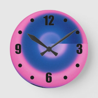 Relógio Redondo Neon Rosa Maluco e Blue Round Wall Clock