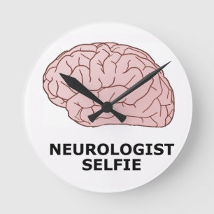 Relógio Redondo Neurologista Selfie Clock Engraçado Doutor Present