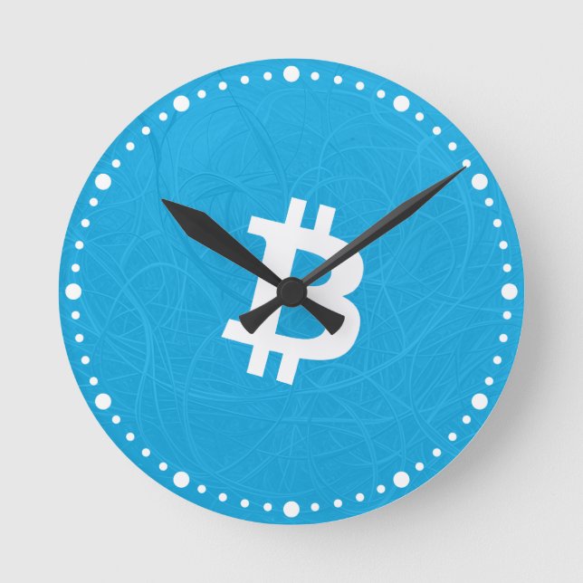 Relógio Redondo Neurônio Bitcoin Azul (Frente)