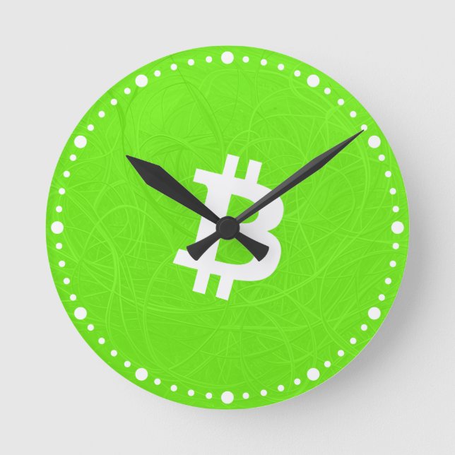 Relógio Redondo Neurônio Verde Bitcoin (Frente)