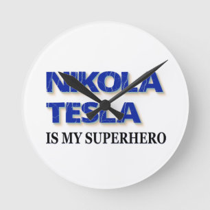 Relógio Redondo Nikola Tesla Is My Superhero