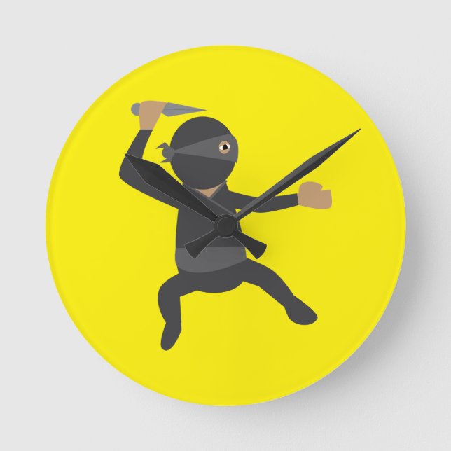 Relógio Redondo Ninja Engraçado (Frente)