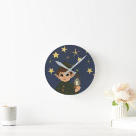 Relógio Redondo Noël Adorable Elfe et Nuit Étoilée