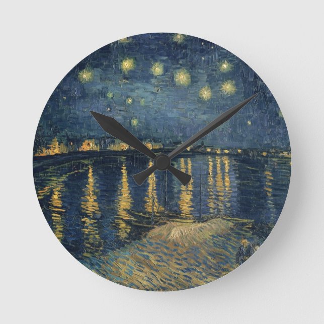 Relógio Redondo Noite estrelado de Vincent van Gogh | sobre o (Frente)