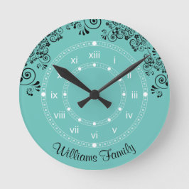 Relógio Redondo Nome da família personalizado