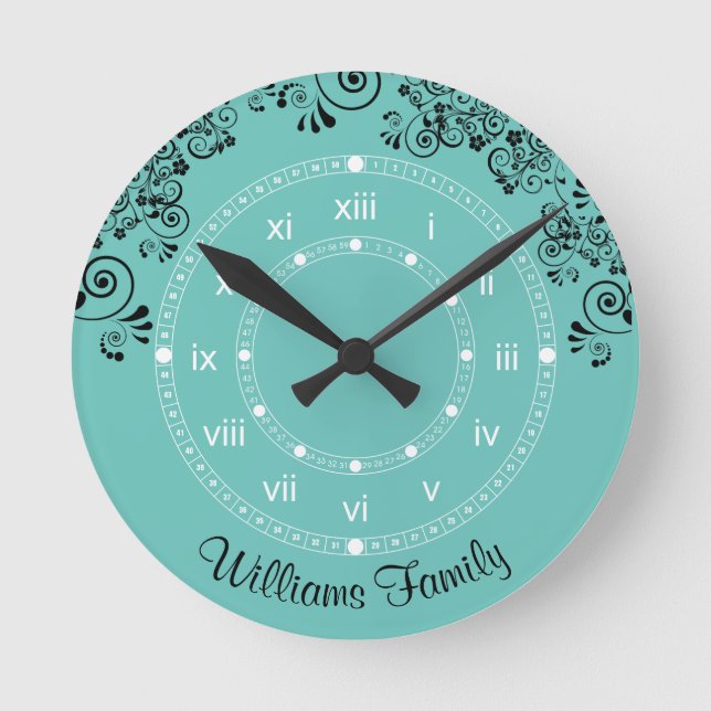 Relógio Redondo Nome da família personalizado (Frente)