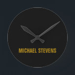 Relógio Redondo Nome de Adição Profissional de Cor Dourada Preta<br><div class="desc">Este modelo é ideal para aqueles que querem um design na moda,  simples mas impressionante.</div>