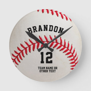 Relógio Redondo Nome do Jogador de Beisebol Número Personalizado