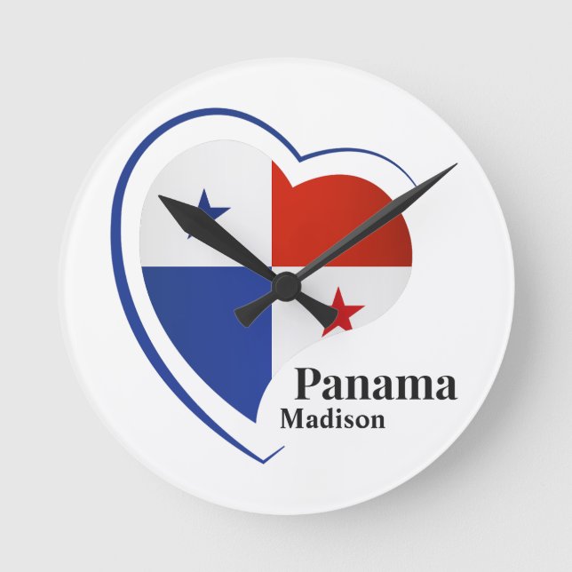 Relógio Redondo Nome Personalizado Amor Panamá (Frente)