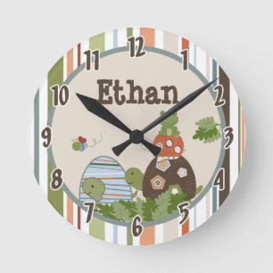 Relógio Redondo Nome Personalizado Clock Laguna Beach Turtle