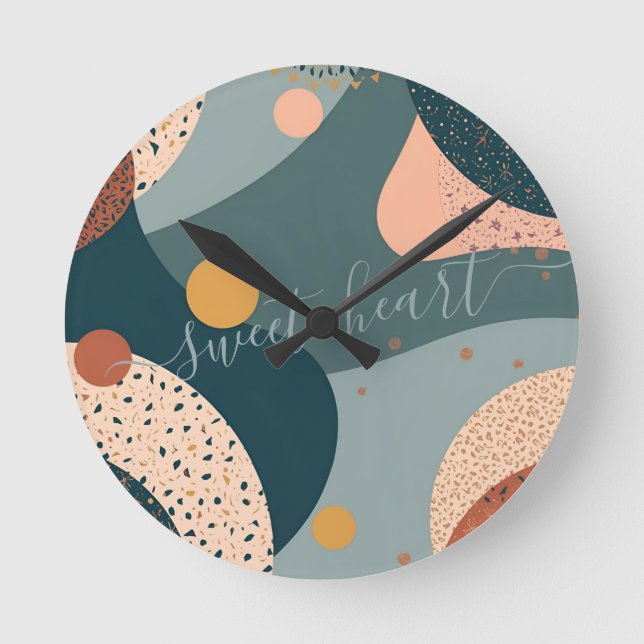 Relógio Redondo Nome Personalizado do Boho (Frente)