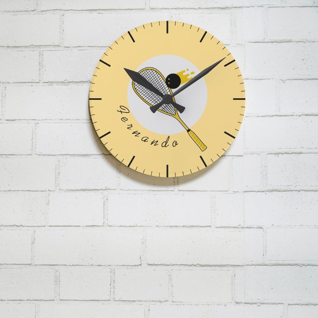 Relógio Redondo Nome Personalizado do treinador do Squash Player R (Criador carregado)