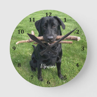 Relógio Redondo Nome Personalizado e Foto de Pet de Cão