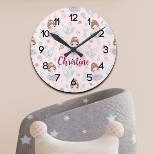 Relógio Redondo Nome Personalizado Meu Sweet Ballerina Nursery