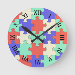 Relógio Redondo Numerais Romanos Diversos, Peças de Quebra-cabeça 