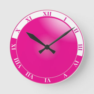 Relógio Redondo Numeral romano quente bonito de rosa & branco
