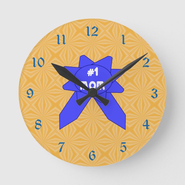 Relógio Redondo Número 1 Mãe Fita Azul (Frente)
