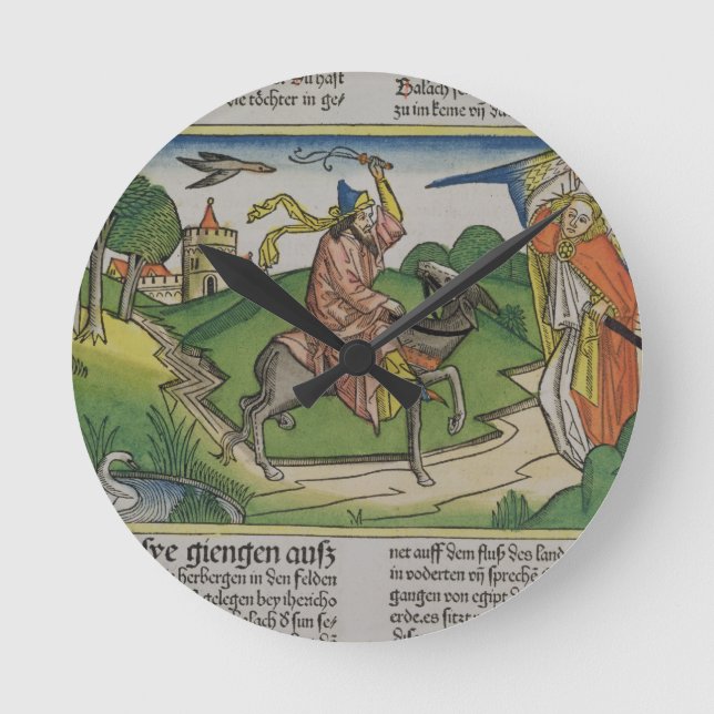 Relógio Redondo Números 22 20-35 Balaam está falando bunda, do 'N (Frente)