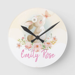 Relógio Redondo Nursery de bebê de nome personalizado
