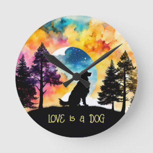 Relógio Redondo O amor é um cão à sua espera *Personalize*