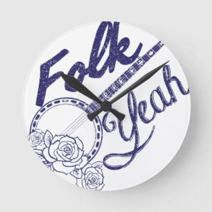 Relógio Redondo O banjo engraçado da música dos povos de Wellcod