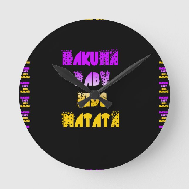 Relógio Redondo O bebê roxo e amarelo de Hakuna Matata caçoa os (Frente)