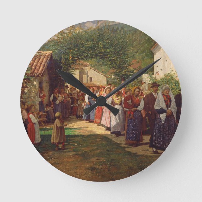 Relógio Redondo O casamento dourado (óleo em canvas) (Frente)